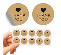 KreateSqure Thank You Stickers 500 Pieces | Elegant Design Kraft Paper Self Adhesive Round Sticker | Thank You Label Ideal for Small Business, Online Retailers, Boutiques, Bakery, Cake Shop
