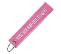 KREATIONS 1 x Embroidered Keyring Kiss Me with Aeroplane, pink, S