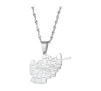 KREATIONS Afghanistan Map and City Names Gold Pendant Necklace