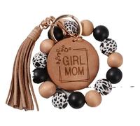 KREATIONS Rainbery Leopard Silicone Pearl Keyring Mum Bracelet, Jb0799-8-Pink, S