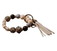 KREATIONS Rainbery Leopard Silicone Pearl Keyring Mum Bracelet, Jb0800-8-Glazed, S