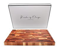 KREATIV BY DESIGN Grain Acacia Wooden Chopping Board 42 x 27.4 x 3cm with Juice Groove | Large Thick End Knife-Friendly Butchers Block | Wood Chopping Board for Meat, Cutting Vegetables and Cheese