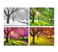 KREATIVE ARTS 4 Piece Canvas Wall Art Spring Summer Autumn Winter Four Seasons Landscape Colorful Tree Painting Picture Prints Modern Giclee Artwork Stretched Framed Bathroom 12x16inchx4pcs