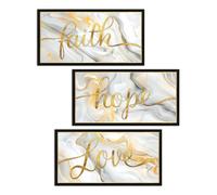 KREATIVE ARTS Faith Hope Love Wall Art Set of 3 Canvas Prints with Black Frame Rustic Farmhouse Family Quote Decor for Bedroom Living Room Dining Room Home Inspirational Word Sign 8x16 Inch Each