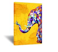 Kreative Arts Original Design Large Contemporary Animal Colourful Elephant Play with Butterfly Painting on Canvas Print Wall Art Picture for Living Room Office Bedroom Wall Decor 24x36inch