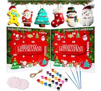 KreativeKraft Advent Calendar 2025 DIY Christmas Decorations 24 Days of Paint Your Own Hanging Ornaments Tree Xmas Gifts Craft Kit for Artists