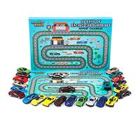 KreativeKraft Advent Calendar 2025 for Kids Toys Christmas Countdown Calendar Collectable Diecast Mini Toy Cars or Construction Trucks (Racing Cars)