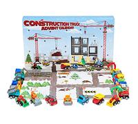 KreativeKraft Advent Calendar 2025 for Kids Toys Christmas Countdown Calendar Collectable Diecast Mini Toy Cars or Construction Trucks (Construction Trucks)