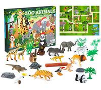 KreativeKraft Advent Calendar 2025 for Kids Toys Christmas Countdown Calendar Collectable Zoo Animals or Dinosaur Toys Figurines (Zoo Animals)