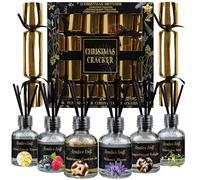 KreativeKraft Christmas Crackers 6 Pack No-Snap Fragrance Diffuser Gift Set with Reeds Party Favors with Hats and Jokes Holiday Table Decoration