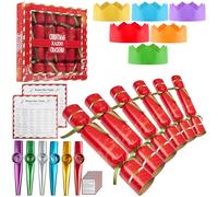KreativeKraft Christmas Crackers, Pack of 6 Festive Crackers with Gifts Toys Jigsaw Puzzles or Kazoo Xmas Holiday Family (Multi Kazoo)