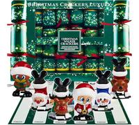 KreativeKraft Christmas Crackers Pack of 6, Mini Games or Wind Up Toys for Kids Family Dinner Parties, with Party Hats & Joke, Xmas Festive Decor (Green Walkers)