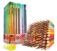 KreativeKraft Coloured Pencils Set of 180 - Colouring Pencils for Kids Teens and Adults - 30 Colours Sharpener Included - Art Supplies School Supplies - Kids Pencils Age 3+
