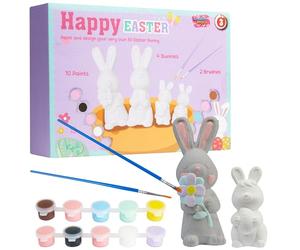 KreativeKraft DIY Easter Eggs Kids Paint Art Supplies Paint Your Own Easter Egg Bunny Craft Kits for Kids Adults Party Family Activity Decorations (Bunnies 4 Pack)