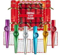 KreativeKraft Luxury Christmas Crackers, Pack of 6 Deluxe Xmas Crackers with Toys Jigsaw Puzzles or Kazoo, Fun Novelty Christmas & Party Table Gifts (Multi Kazoo)