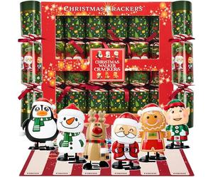 KreativeKraft Luxury Pop Christmas Crackers, Pack of 6 Deluxe Xmas Crackers, Family-Friendly Novelty Xmas Gifts, Fun Party Table & Christmas Decorations (Multi Wind Up Toys)