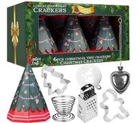 KreativeKraft Luxury Pop Christmas Crackers, Pack of 6 Tree Shaped Deluxe Xmas Crackers, Mini Kitchen-Themed Fun Novelty Party Table Gifts, Xmas Décor (Green Tree)
