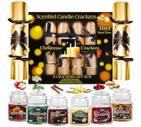 KreativeKraft No-Snap Christmas Crackers with Jar Candles, Jokes, and Paper Hats, Soy Wax Scented Candles, Home Decor, Party Favors