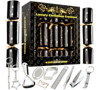 KreativeKraft Pop Luxury Christmas Crackers, Pack of 10 Deluxe Xmas Crackers with Premium Gift, Hats & Jokes, Novelty Party Table & Christmas Decorations (Brown Deluxe)