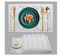 Kreatur Plastic White Waterproof Placemats Set of 6 for Dining Table Wipe Clean Washable Tablemats Vinyl PVC Table Mats for Kitchen