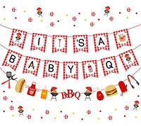 Kreatwow BBQ Baby Shower Banner Decorations Picnic Party Decorations for Boy Girl It’s A Baby Q Banner BBQ Barbecue Themed Baby Shower Gender Reveal Decor Supplies