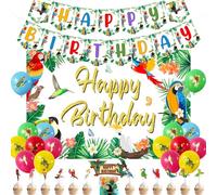 Kreatwow Birds Birthday Decorations Tropical Birds Backdrop Hawaiian Parrot Happy Birthday Banner Birds Balloons Cake Decorations Parrot Luau Party Summer Hawaiian Party