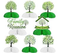 Kreatwow Family Reunion Table Decorations 8PCS Family Reunion Honeycomb Centerpieces Family Tree Theme Gathering Decorations for Welcome To Our Family Reunion We Are Family Party Supplies