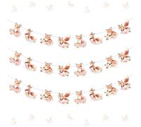 Kreatwow Fox Birthday Party Decoration 3Pcs Fox Party Banner Garlands Woodland Animal Baby Shower Decoration Fox Woodland Theme Birthday Decor Jungle Animal Woodland Creature Hanging Decors For Girl