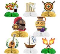 Kreatwow Greek Party Decorations 8pcs Greece Honeycomb Centerpieces Greek Mythology Table Decor Ancient Greece Birthday Supplies Ancient Roman Party