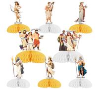 Kreatwow Greek Party Decorations 8pcs Greece Honeycomb Centerpieces Greek-Mythology Table Decor Ancient Greece Birthday-Party Decor Greek Table Topper Greek Themed Toga Party-Decor