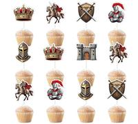 Kreatwow Medieval Party Decorations 36pcs Medieval Party Cake Topper Castle Knights Birthday Decorations Soldier Theme Decorations Armor Castle Dessert Decor for Boy Baby Shower Birthday