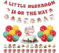 Kreatwow Mushroom Baby Shower Decorations A Little Mushroom Is On The Way Banner Garland Vintage Mushroom Party Decor Woodland Mushroom Baby Shower Cake Topper Balloon for Fairy Forest Mushroom Party