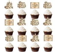 Kreatwow Once Upon A Time Birthday Decorations Vintage Once Upon A Time Cupcake Topper Fairytale Book Party Decoration Castle Opening Magic Book Party Romantic Story Decor for Girls Princess Birthday