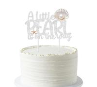 Kreatwow Pearl Cake Topper, Little Pearl On The Way Seashell Ocean Decor