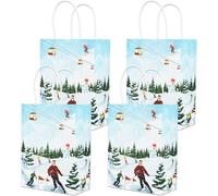 Kreatwow Skiing Birthday Party Decorations 16pcs Ski Party Favor Bags Winter Ski Party Supplies Sport Skier Snowflake Gift Treat Goody Bags Winter Sports Party Supplies Ski Birthday Ice Skating Party