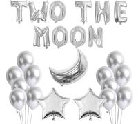 Kreatwow Two The Moon Birthday Decorations Universe Space Party Supplies for Boys Girls Two The Moon Rocket Astronaut Balloon for Outer Space Themed 2nd Birthday