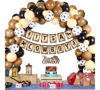 Kreatwow Western Cowboy Baby Shower Decorations for Boys Western Themed Brown Balloon Garland It’s a Cowboy Baby Shower Decoration Banner Cake Topper Western Little Cowboy Baby Shower