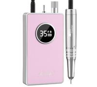 Kredioo Coreless Nail Drill 35,000RPM, Professional Electric Nail Files for Acrylic Gel Nails, Rechargeable Nail Drill Machine, Manicure E File Kit with 7 Bits, Salon Home, 48W (Pink)