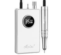 Kredioo Coreless Nail Drill 35,000RPM, Professional Electric Nail Files for Acrylic Gel Nails, Rechargeable Nail Drill Machine, Manicure E File Kit with 7 Bits, Salon Home, 48W (White)