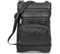Krediz leather crossbody bags for women, Multi Pocket crossbody purse with Adjustable Strap, Soft & Durable Leather Purse, Black, Regular