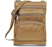 Krediz leather Crossbody Purses for Women, Multi Pocket Crossbody Purse with Adjustable Strap, Soft & Durable Leather Purse, Khaki, XL