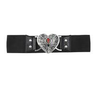 kreepsville 666 Elastic Belt Black Widow Heart Gothic Stretch Waist Cinch Belt, Black, L-XL
