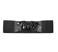 kreepsville 666 Elastic Waist Belt Bat Silver Elastic Split Buckle Fastening, Black, S-M