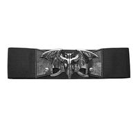 kreepsville 666 Elastic Waist Belt Bat Silver Elastic Split Buckle Fastening, Silver, L-x-L