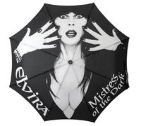 kreepsville 666 Elvira Mistress of the Dark Classic Logo Skull Handle Umbrella- Gothic Folding Compact Automatic
