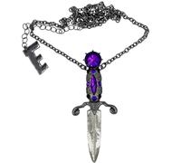 kreepsville 666 Elvira Mistress of the Dark Dagger Necklace Gothic Bejeweled Charm Extendable Chain, 16", Zinc, No Gemstone