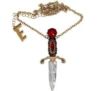 kreepsville 666 Elvira Mistress of the Dark Dagger Necklace Gothic Bejeweled Charm Extendable Chain, 16", Zinc, No Gemstone