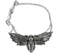 kreepsville 666 Gothic Death's Head Hawk Moth Necklace Insect Skull Pendant with Adjustable Chain, Chrome