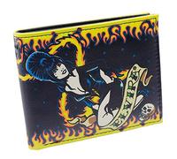 kreepsville 666 Gothic Elvira Mistress of the Dark Flame Skull Heart Tattoo Bi Fold Wallet, Multicolor, Gothic Wallet