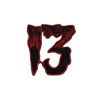 kreepsville 666 Unlucky 13 Patch Superstition Embroidered Iron-on Gothic, Red, One Size